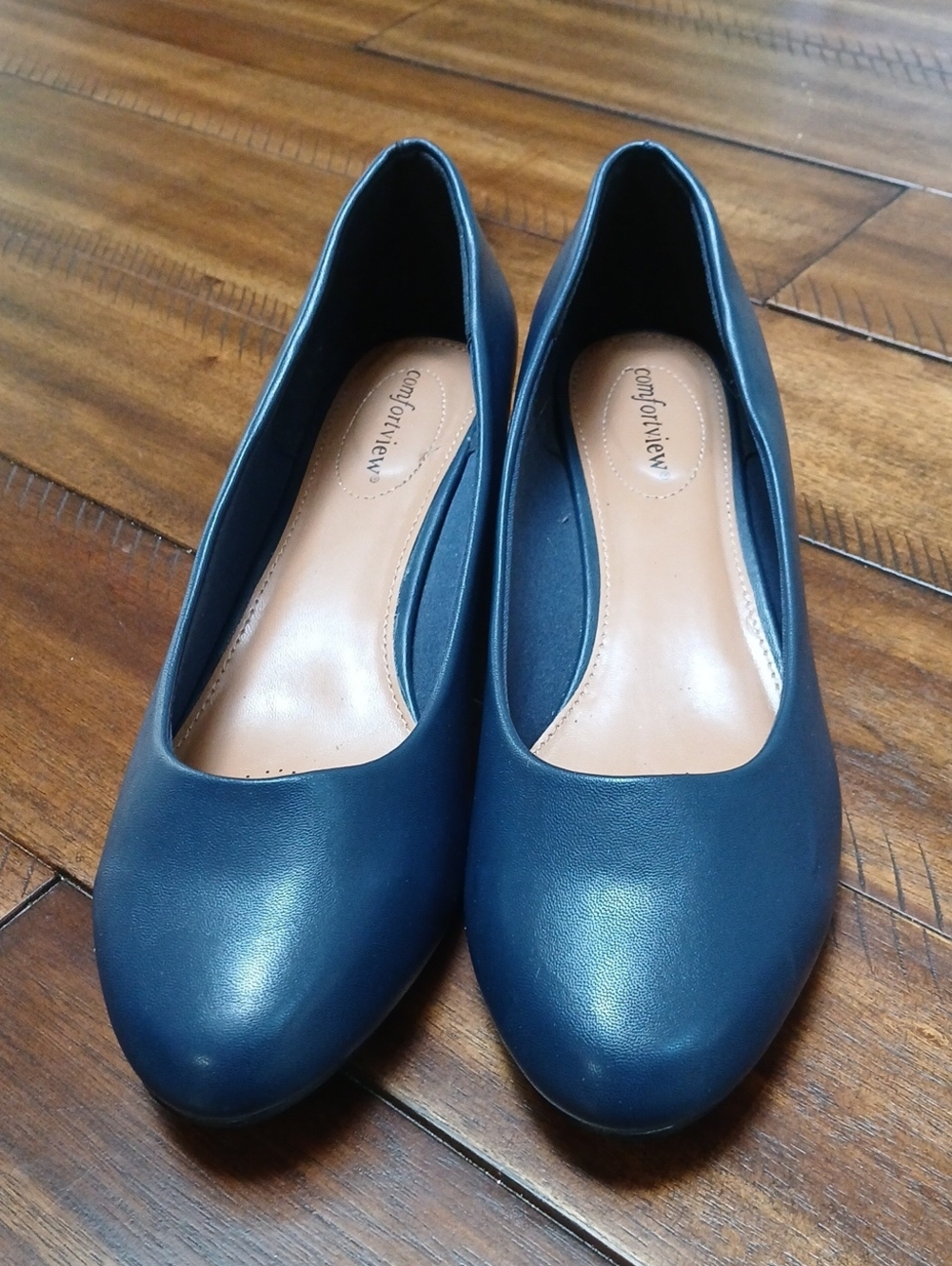 comfortview Navy Classic Round-Toe Ballet Flats